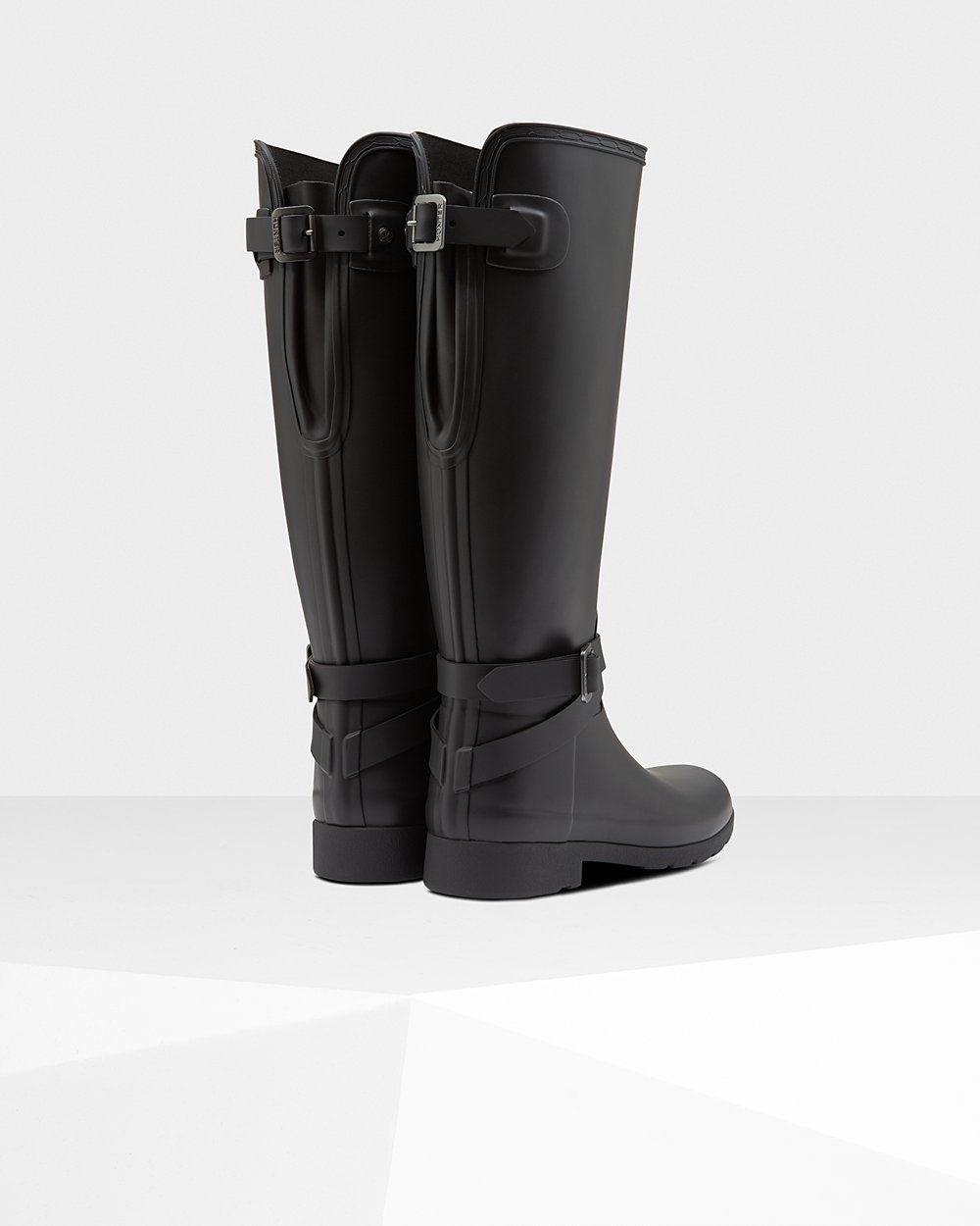 Womens Hunter Refined Slim Fit Adjustable - Tall Rain Boots Black - 1748-UHMIS